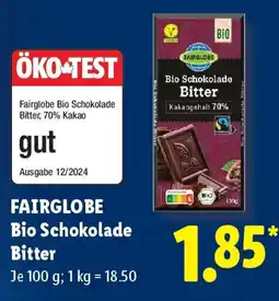 Lidl FAIRGLOBE Bio Schokolade Bitter Angebot