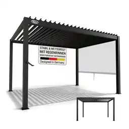 Netto Marken-Discount Juskys Lamellendach Tahiti 3x4 m - Stahl Pergola - Terrassenüberdachung stabil - Anthrazit Angebot