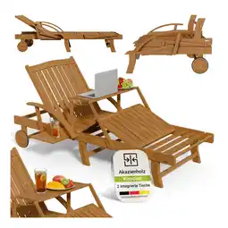 Netto Marken-Discount Juskys Sonnenliege SunScape - Akazie, Natur, geölt, klappbar, inkl. Klapptisch, 196x72,5x30 cm Angebot