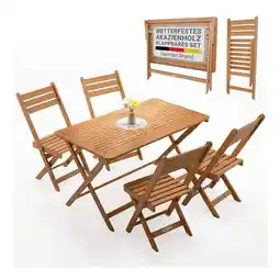 Netto Marken-Discount JUSKYS Gartenmöbel Set Rimini - 5-teiliges Set, Natur, Akazie, vorgeölt, stabil & langlebig Angebot