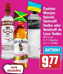 HIT Captain Morgan Spiced, Smirnoff Vodka oder Nemiroff de Luxe Vodka Angebot