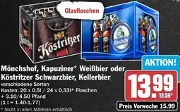 HIT Mönchshof, Kapuziner Weißbier oder Köstritzer Schwarzbier, Kellerbier Angebot