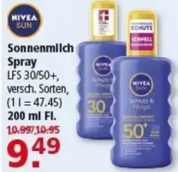Multi Markt NIVEA SUN Sonnenmilch Spray LFS 30/50+ Angebot