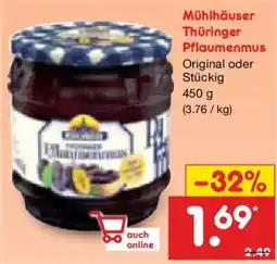 Netto Marken-Discount Mühlhäuser Thüringer Pflaumenmus Angebot