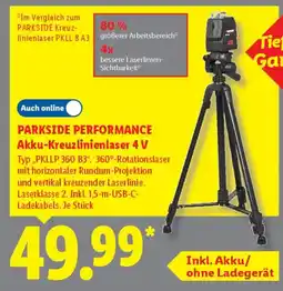 Lidl PARKSIDE PERFORMANCE Akku-Kreuzlinienlaser 4 V Typ „PKLLP 360 B3". Angebot
