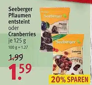 Rossmann Seeberger Pflaumen Entsteint Oder Cranberries Angebot