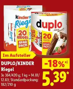 Lidl DUPLO/KINDER Riegel Angebot