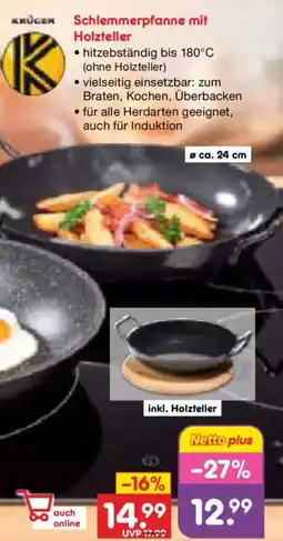 Netto Marken-Discount KRUGER Schlemmerpfanne mit Holzteller Angebot