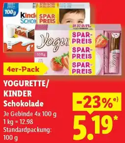 Lidl YOGURETTE/ KINDER Schokolade Angebot
