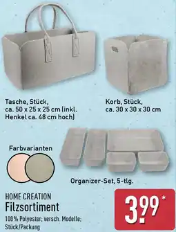 Aldi Nord HOME CREATION Filzsortiment Angebot