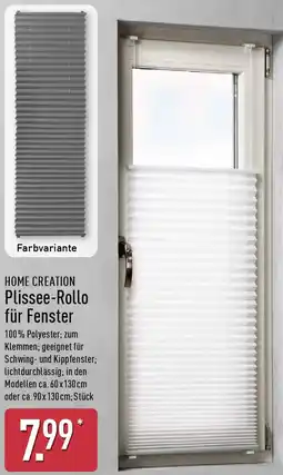 Aldi Nord HOME CREATION Plissee-Rollo für Fenster Angebot