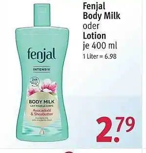 Rossmann Fenjal Body Milk Oder Lotion Angebot