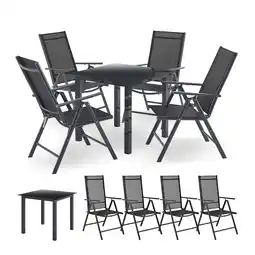 Netto Marken-Discount Juskys Aluminium Gartengarnitur Milano Gartenmöbel Set mit Tisch und 4 Stühlen Dunkel-Grau Angebot