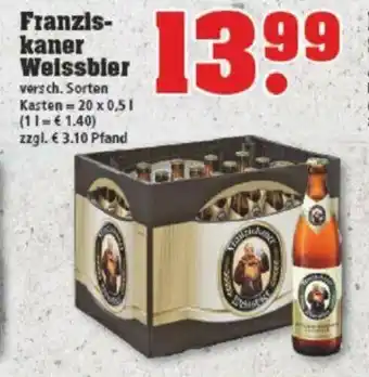 trinkgut Franziskaner Weissbier 20*500ml Angebot