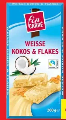 Lidl Fin Carre Tafelschokolade Weiß Kokos & Cornflakes Angebot