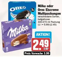 AEZ Milka oder Oreo Eiscreme Multipackungen Angebot
