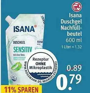 Rossmann Isana Duschgel Nachfüllbeutel Angebot