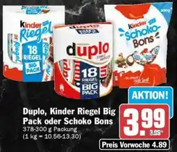 AEZ Duplo, Kinder Riegel Big Pack oder Schoko Bons Angebot