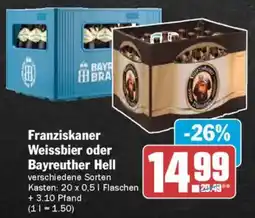 AEZ Franziskaner Weissbier oder Bayreuther Hell Angebot