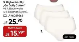 Galeria Sloggi 3. Highwaist-Slip „Go Daily Cotton" 3er-Pack Angebot