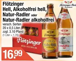 Getränke City Flötzinger Hell, Alkoholfrei hell, Natur-Radler oder Natur-Radler alkoholfrei Angebot
