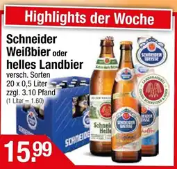 Getränke City Schneider Weißbier oder helles Landbier Angebot