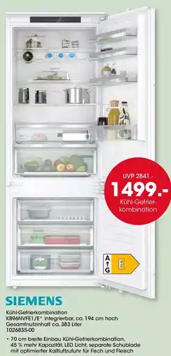 Möbel Martin SIEMENS Kühl-Gefrierkombination Angebot