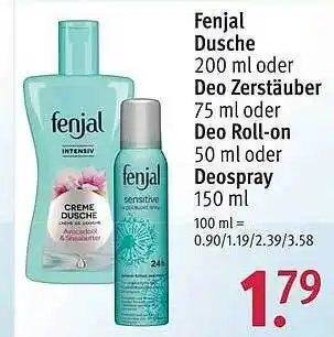 Rossmann Fenjal Dusche Oder Deo Zerstäuber Oder Deo Roll-on Oder Deospray Angebot