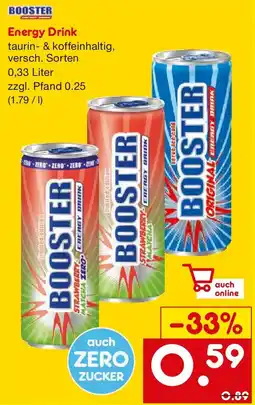 Netto Getränke Discount BOOSTER Energy Drink Angebot