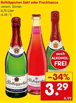 Netto Getränke Discount Rotkäppchen Sekt oder Fruchtsecco Angebot