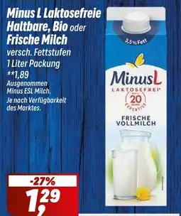 Simmel Minus L Laktosefreie Haltbare, Bio oder Frische Milch Angebot