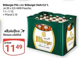 Globus Bitburger Pils oder Bitburger Herb 0,0 % Angebot