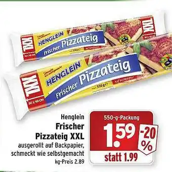 Wasgau Henglein Frischer Pizzateig Xxl Angebot