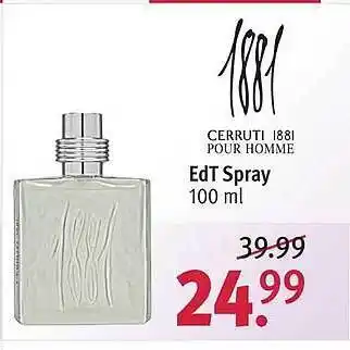 Rossmann 1881 Cerruti Pour Homme Edt Spray Angebot