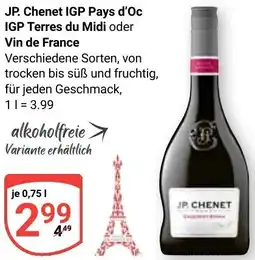Globus JP. Chenet IGP Pays d'Oc IGP Terres du Midi oder Vin de France Angebot