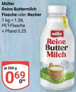 Globus Müller Reine Buttermilch Flasche oder Becher Angebot