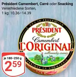 Globus Président Camembert, Carré oder Snacking Angebot