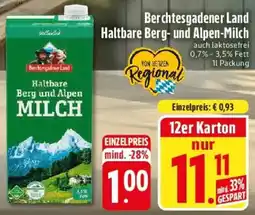 Edeka Berchtesgadener Land Haltbare Berg- und Alpen-Milch Angebot