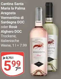 Globus Cantina Santa Maria la Palma Aragosta Vermentino di Sardegna DOC oder Rosè Alghero DOC Angebot