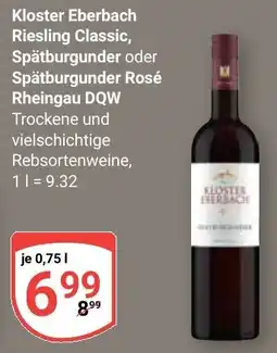 Globus Kloster Eberbach Riesling Classic, Spätburgunder oder Spätburgunder Rosé Rheingau DQW Angebot
