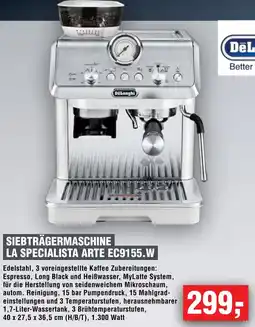 Handelshof Delonghi siebträgermaschine la specialista arte EC9155.W Angebot