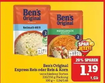 Marktkauf Ben's Original Express Reis Oder Reis & Korn Angebot