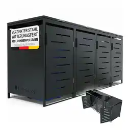 Netto Marken-Discount Juskys Mülltonnenbox Arel 4er - Metall Gartenbox für Mülltonnen - Aufbewahrungsbox Anthrazit Angebot