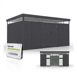 Netto Marken-Discount Juskys Gerätehaus Luzern 12 m² - Metall Geräteschuppen - wetterfest & abschließbar - Anthrazit Angebot