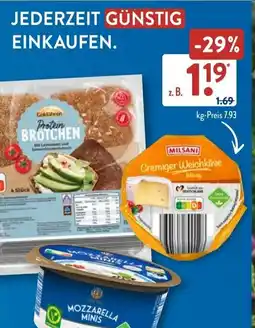 Aldi Süd Brotchen, cremiger weichkäse oder mozzarella minis Angebot