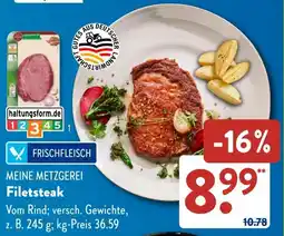 Aldi Süd MEINE METZGEREI Filetsteak Angebot