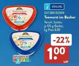 Aldi Süd GUT DREI EICHEN Teewurst im Becher Angebot