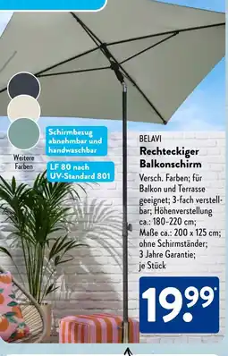 Aldi Süd BELAVI Rechteckiger Balkonschirm Angebot
