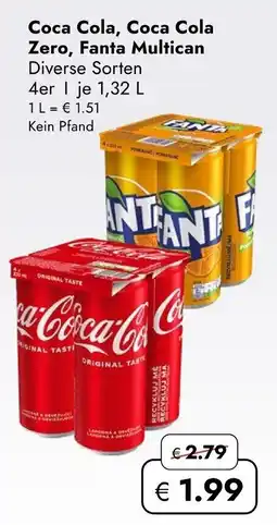 Travel Free Coca Cola, Coca Cola Zero, Fanta Multican Angebot