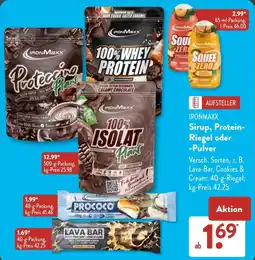 Aldi Süd IRONMAXX Sirup, Protein- Riegel oder Pulver Angebot